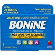 Bonine Motion Sickness Prevention Raspberry Chewable Tablets 8 Each