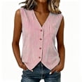 thumbnail image 2 of ClodeEU Women's Striped Sleeveless V Neck Button Top ,Casual Summer Loose Fit Tank Red,Women's Plus XL, 2 of 8
