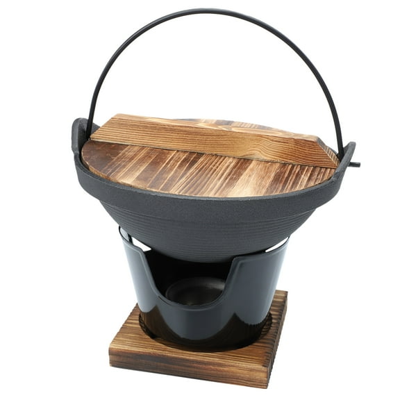 PTOOTP Cast Iron Sukiyaki Pot for Camping Hiking Outdoor Cooking 1 Set