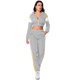 thumbnail image 2 of Conjuntos de chándal para mujer, 2 uds., chaqueta corta con cremallera, pantalones sueltos Gris XL Unique Bargains Traje, 2 of 2