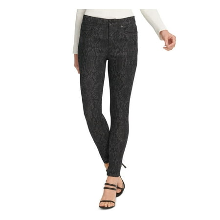 DKNY Womens Printed High Rise Skinny Jeans