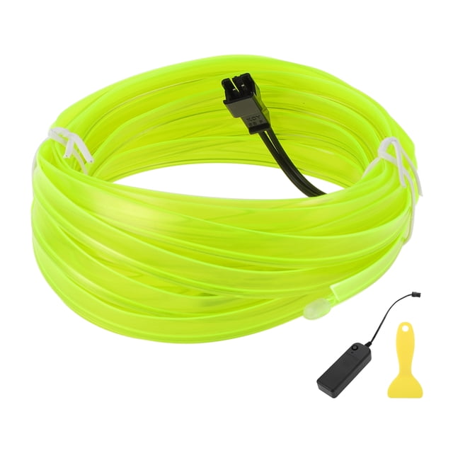 Cuerda de luz LED EL de 4m Unique Bargains, tira de luz de neón flexible para iluminación interior de automóviles, caja de batería (3V) verde fluorescente