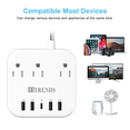 thumbnail image 6 of HITRENDS Surge Protector Power Adapters, 10FT Extension Cord, 3 AC outlets, 5 USB ports (ETL Listed), 6 of 7