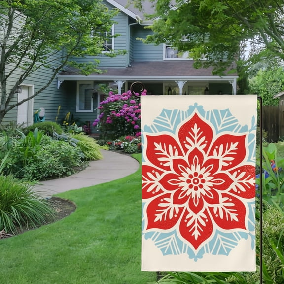 Spring Summer Garden Flag Double Sided Round Mandala Welcome Yard House Outside Outdoor Decoration,12*18 inch