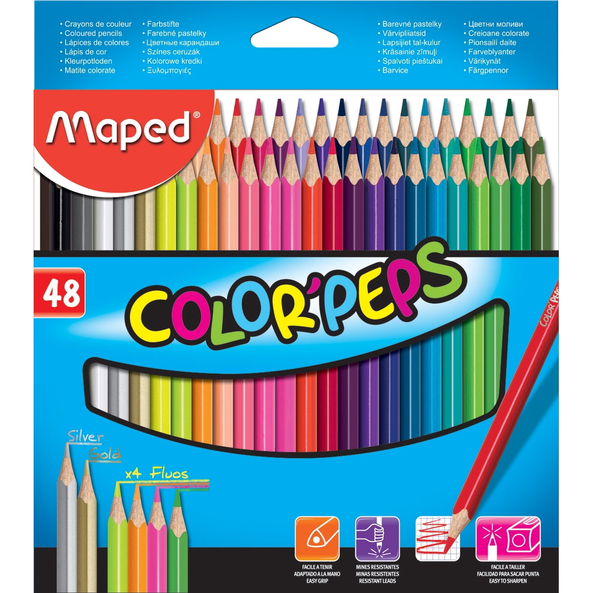 Maped - Color'Peps Triangular Colored Pencils - 48 Pack - Vibrant Colors