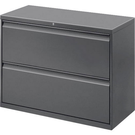 Lorell Lateral File - 2-Drawer - 42" x 18.6" x 28.1" - 2 x Drawer(s) - Legal, Letter, A4 - Lateral - Rust Proof, Leveling Glide, Interlocking, Ball-bearing Suspension - Charcoal - Baked Enamel - Recy