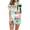 thumbnail image 2 of Ayolanni Womens Pajamas Sets Button Down 2 Piece Short Sleeve Tops and Shorts Pjs Cute Loose Graphic Loungewear Sleepwear Sets L, 2 of 4