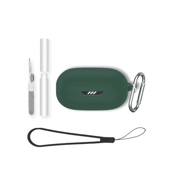 Soft Silicone Protective Case for JBL Vibe Flex 2 Earbuds,Shockproof & Anti-Scratch Cover with Keychain,Lanyard & Cleaning Kit,Anti-Lost & Dustproof Protector for Vibe Flex2 Headphones cover-Green