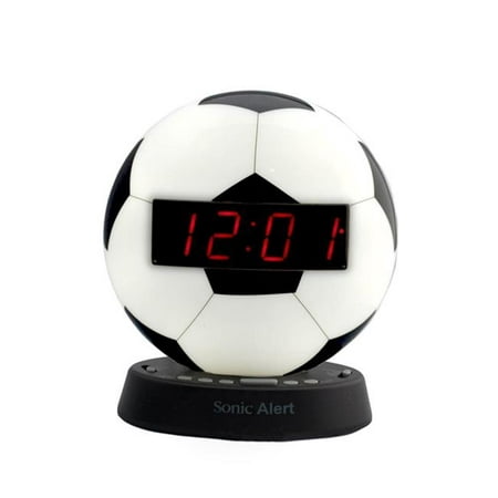 Sonic Alert SBW100SB The Sonic Glow Soccer Ball Alarm Clock with Recorable Alarm & USB Charging (Best Way To Charge Glow In The Dark Items)