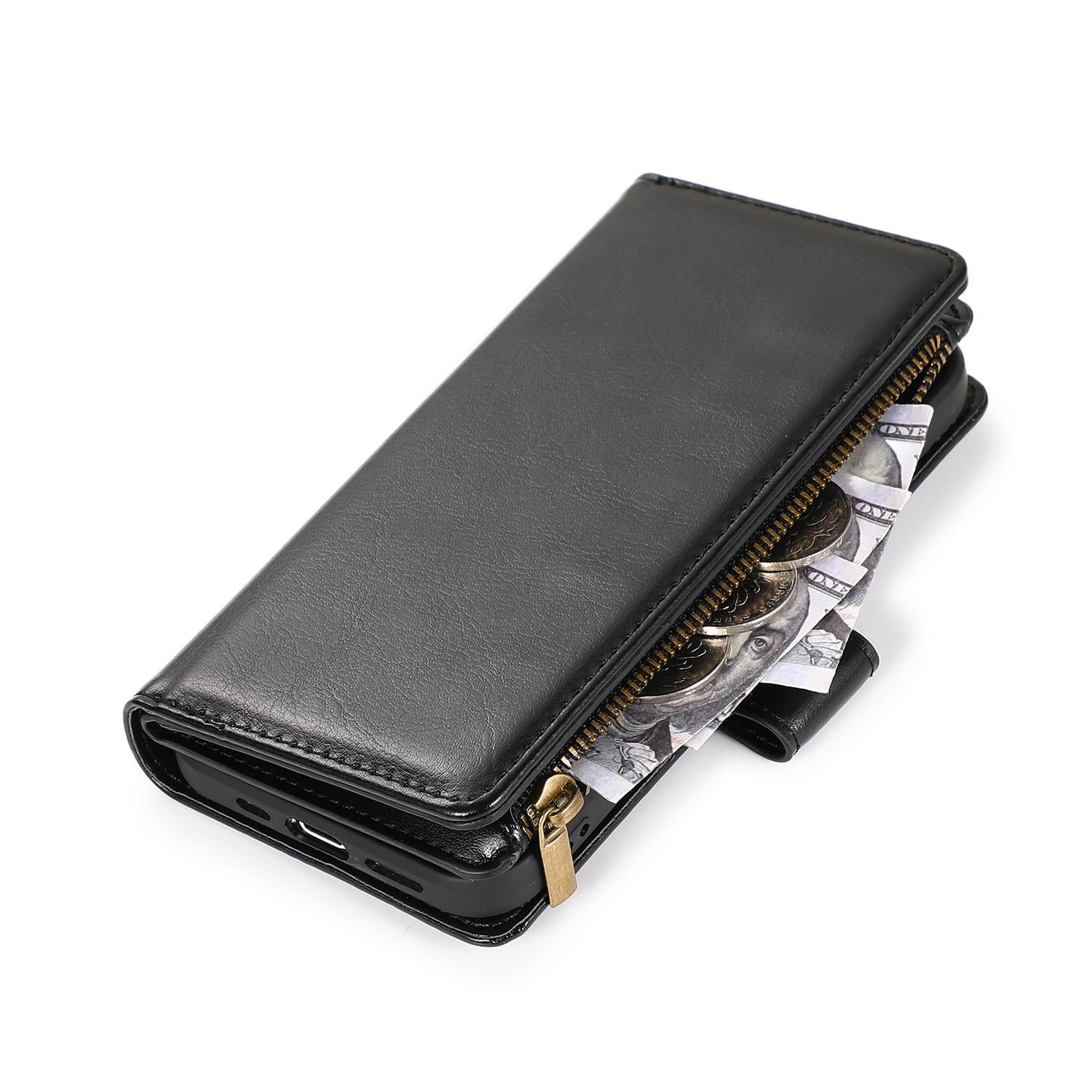 Luxury Wallet Card ID Zipper Money Holder Case Cover with detachable lanyard FOR iPhone 14 Pro Max