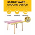 thumbnail image 2 of Colorful Stripe Rectangle Tablecloth, Waterproof Elastic Fitted Table Covers for 4 Foot Tables, 24x50inch Decorative Tablecloths for Picnic, Camping, Modern Pink Purple Yellow Vertical Striped, 2 of 6