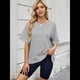 thumbnail image 4 of Camisetas de Gran Tamaño para Mujer, Cuello Redondo, Corta, Blusas Casuales de Verano, Blusas Holgadas de Corte Alto Gris XXL, 4 of 10