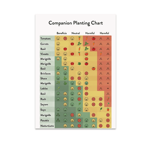 Companion Planting Chart - Gardening Enthusiast - 13x19 Poster Print