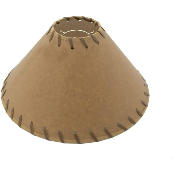 Kraft Parchment Paper Stitched Trim 14 Inch Chimney Style Lamp Shade