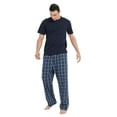 thumbnail image 4 of GLOBAL Men's Short Sleeve Pajama Sets Knit Soft Top & Woven Pajama Pants Sleepwear Elastic Waistband PJs S-XXL, 4 of 6