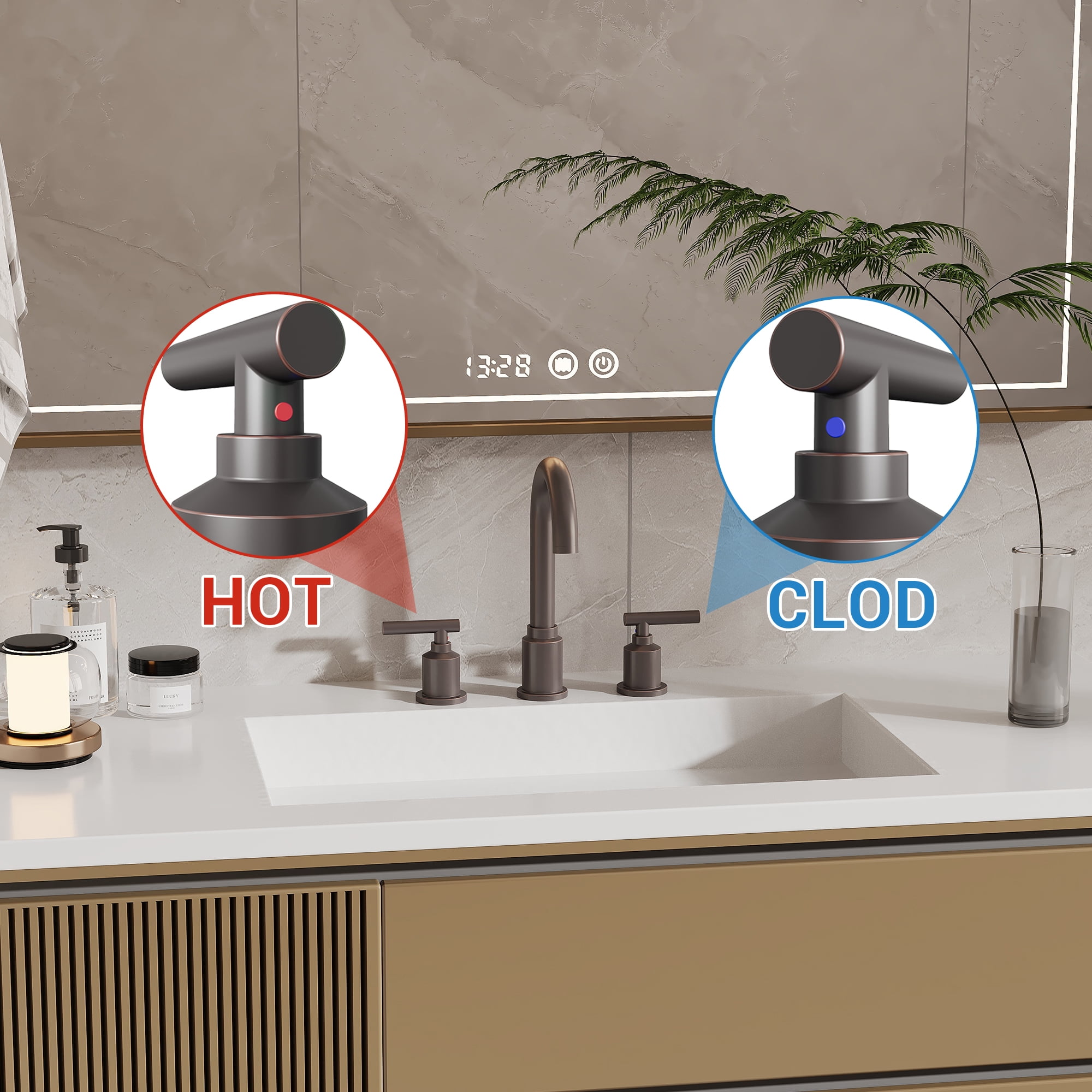 Widespread Bathroom Sink Faucet 8" - Brushed Nickel for 3-Hole Installation, gray