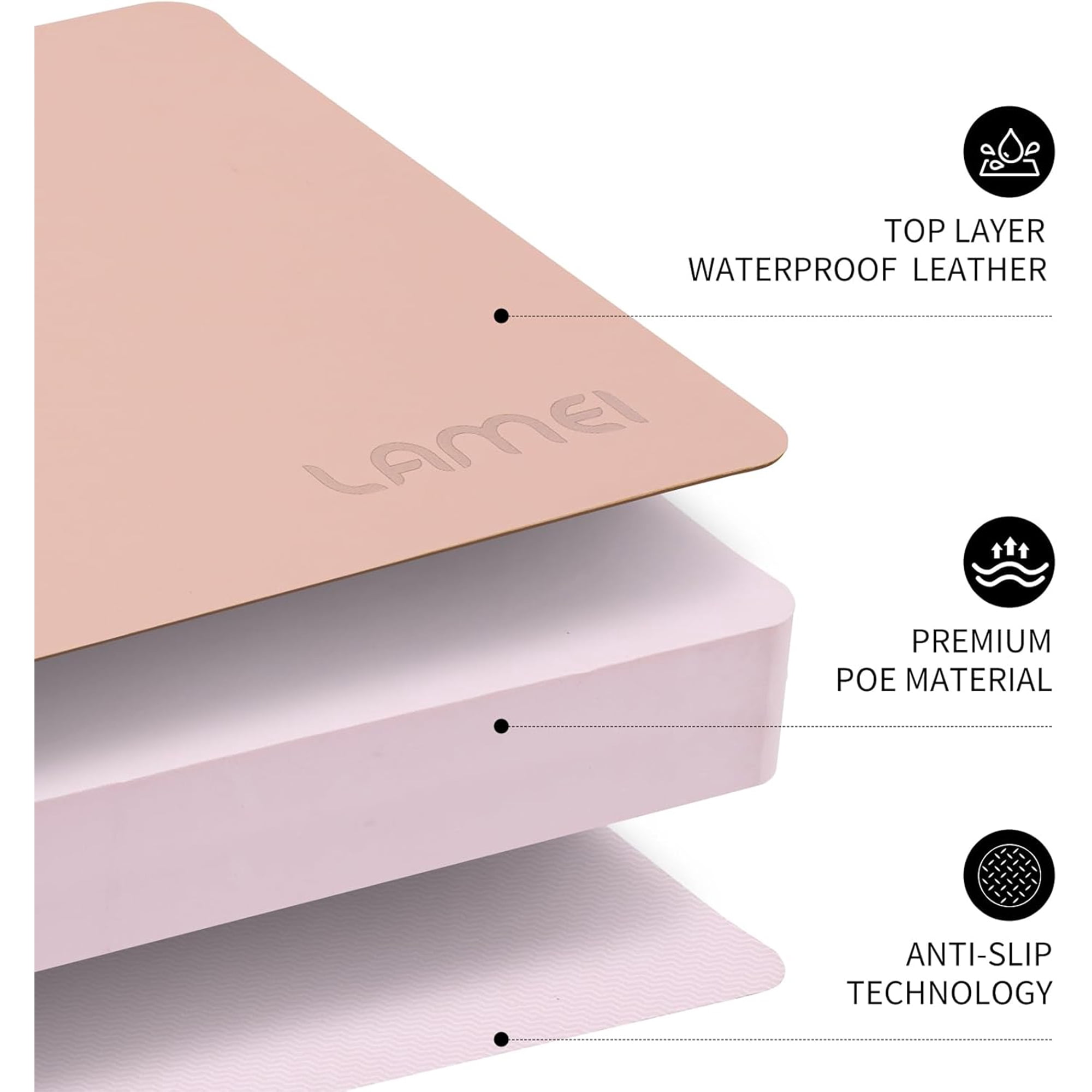 LAMEI Knee Pads, TPE Leather Gardening Balance Board, Extra Thick 1.6" Waterproof Bath Kneelers, Elbow Rest Pad Set for Yoga/Bath/Garden(Pink)