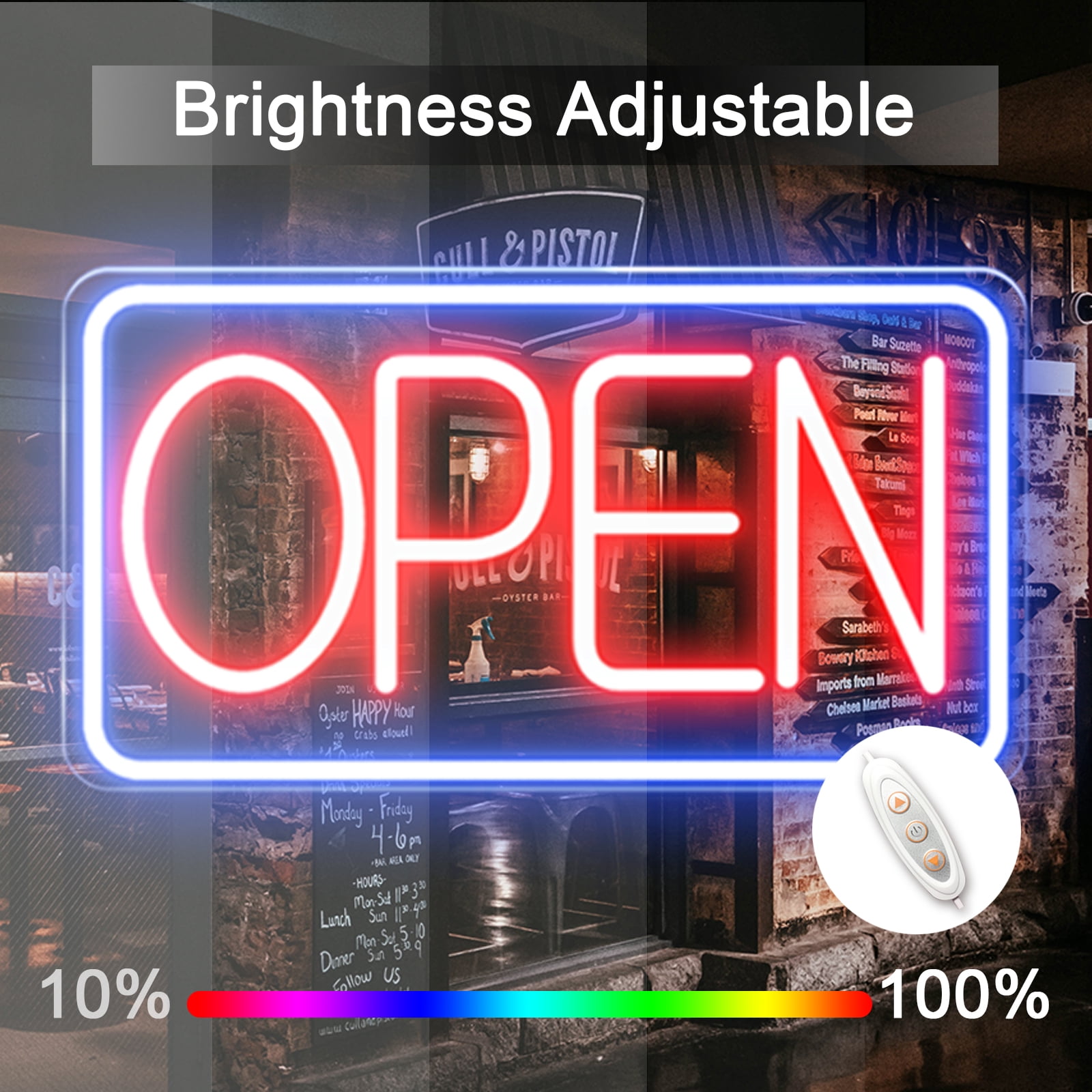 KENFARI Led Neon Open Signs for Business, 16.5''x 9'' Powered by 5V USB with Adjustable Bright Switch