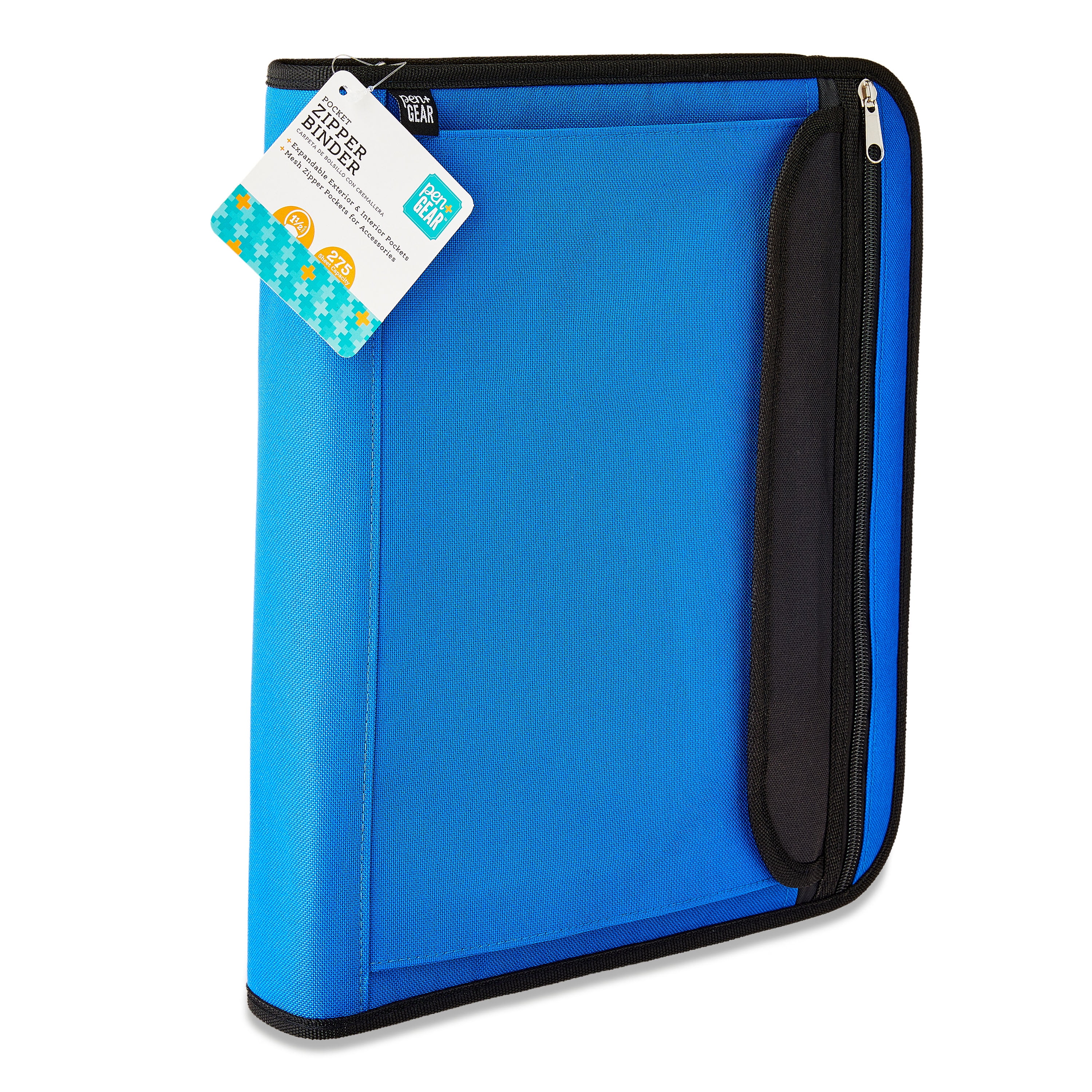 (2 pack) Pen+Gear Pocket Zipper Binder, 1.5”, Round Ring, 11.75” x 2” x 14” , Blue