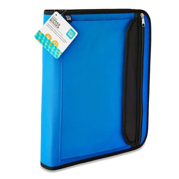 Pen+Gear Pocket Zipper Binder, 1.5”, Round Ring, 11.75” x 2” x 14” , Blue