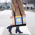 thumbnail image 4 of FORMRS Canvas Laptop Tote Bag for Women with 15.6" Computer Compartments Shoulder Handbag, Light Blue Daisy, 4 of 7