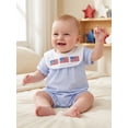 thumbnail image 5 of Cenuakty Baby 4th of July Romper Stripe Print America Flag Embroidery Short Sleeve Cape Collar Bodysuit, 5 of 9