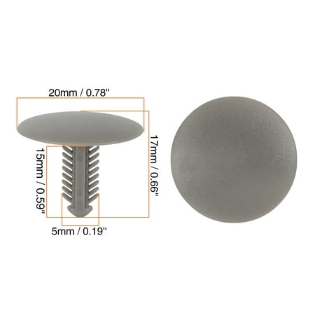 

30pcs 5mm Hole Dia Plastic Bolt Rivets Fastener Ceiling Lining Trim Panel Clips Gray for Car