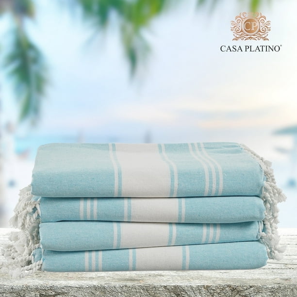 Casa Platino Toallas de Playa Grandes 4 Pack – Secado Rápido, Ligeras, Ideales para Adultos a la Moda en Vacaciones de Verano – Aqua