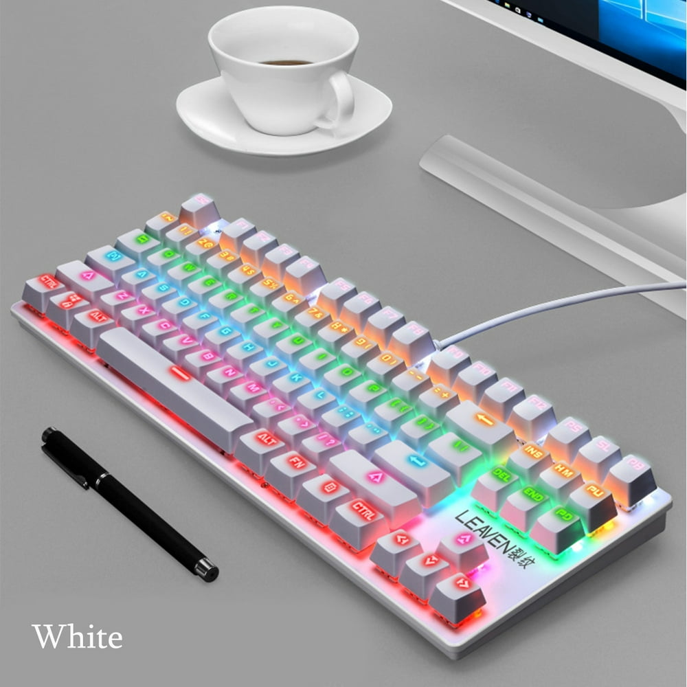 LEAVEN K550 87 Mechanical Gaming Keyboard, Rainbow Backlit UltraSlim