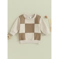 thumbnail image 2 of Bagilaanoe Toddler Baby Girl Casual Sweatshirt Long Sleeve Checkerboard  Print Pullover 6M 12M 18M 24M 3T Kids Fall Loose Tee Tops, 2 of 9