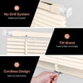 thumbnail image 5 of LazBlinds No Tools No Drill Cordless 1" Vinyl Mini Blinds, 100% Privacy S-Curve Blinds for Indoor Windows, Room Darkening Horizontal Window Blinds and Shades for Home, 22 1/2" W x 48" H, Beige, 5 of 6
