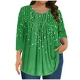 thumbnail image 2 of Sokhug Tops for Women Plus Size Boho Floral Printed Shirts Summer Short Sleeve V Neck Tunic Blouses Cute Graphic Tees, 2 of 6