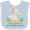 thumbnail image 3 of Inktastic I'll Never Forget That My Great Grandma Loves Me Elephants Boys or Girls Baby Bib, 3 of 4