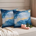 thumbnail image 2 of Blue Marble Outdoor Waterproof Pillow Covers, Modern Abstract Ink Painting Decorative Square Throw Pillowcase Sofa Cushion Sham for Patio/Couch/Chair, 18"x18" 2 Pack, 2 of 8