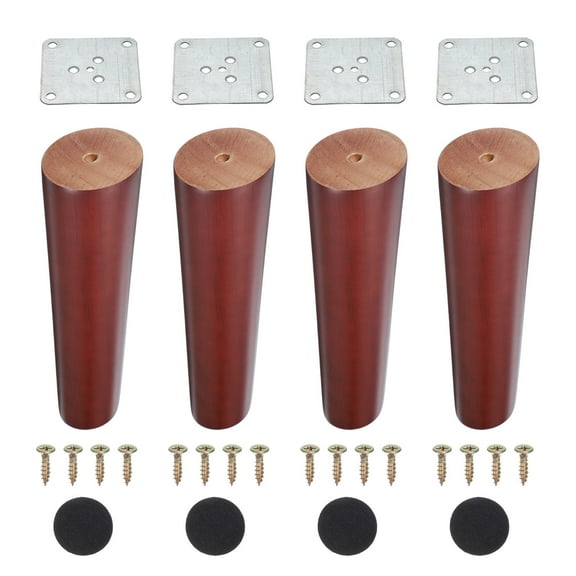 Uxcell Wood Furniture Legs, 4Pcs 7" Tapered Replacement Sofa Leg for Chair Couch Bed Coffee Table Dresser, Red Walnut