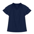 thumbnail image 3 of Jinhomg Girls Fashion Summer Shirts Cute Ruffle Sleeve V-Neck Blouses Casual Comfy Solid Pullover Tops Navy 13 Years, 3 of 10