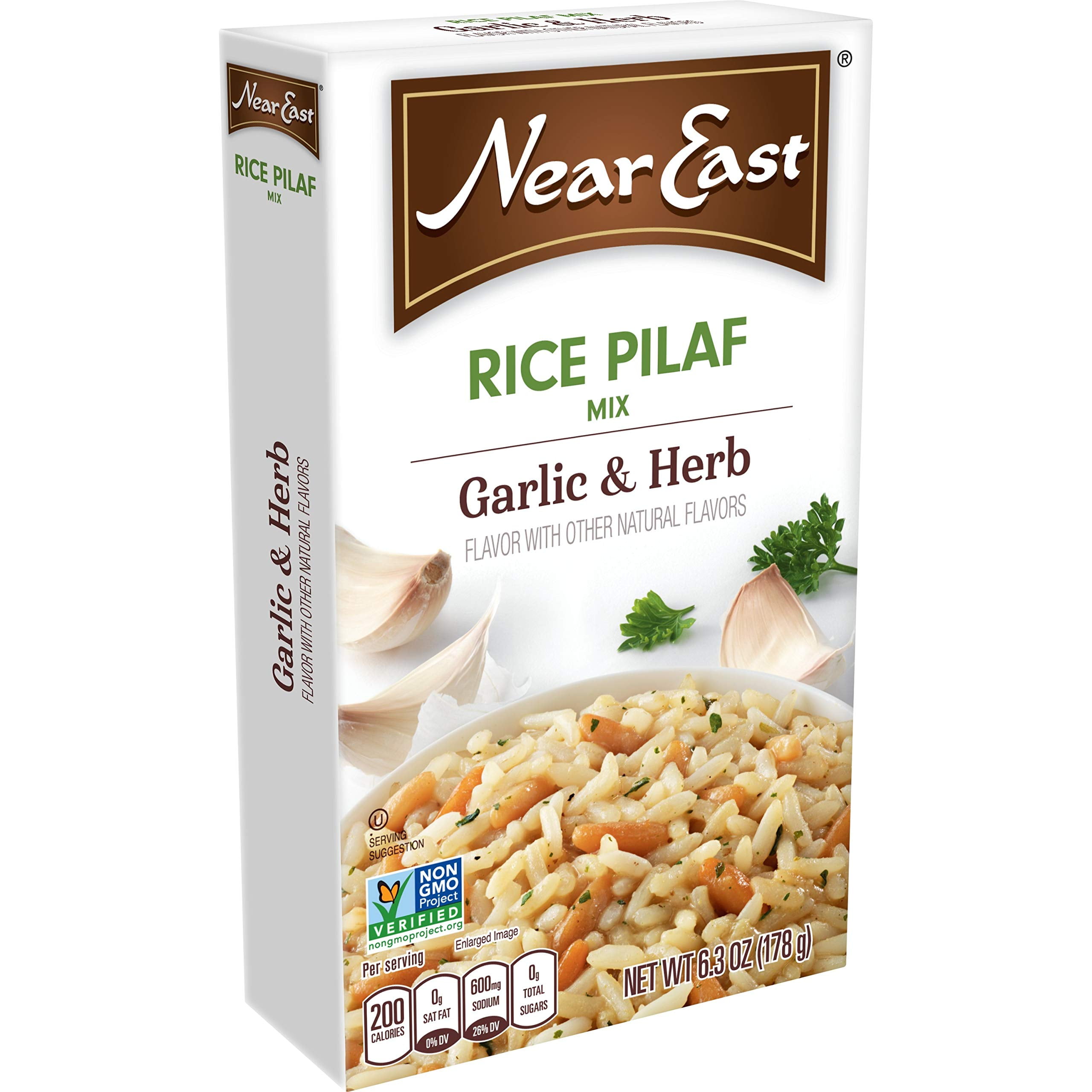 Near East Rice Pilaf Mix, Garlic & Herb 6.3 oz (Pack of 12 Boxes)