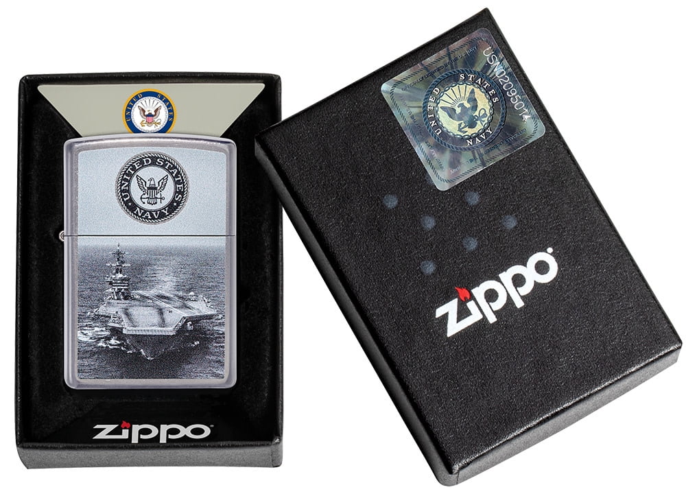 Zippo U.S. Navy Aircraft Carrier Street Chrome Pocket Lighter
