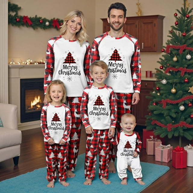 Curenmufel Matching Pajamas Noël for Kids Matching Family Noël Pajamas Mix and Match Noël PJS for The Whole Family (Red,TTG)