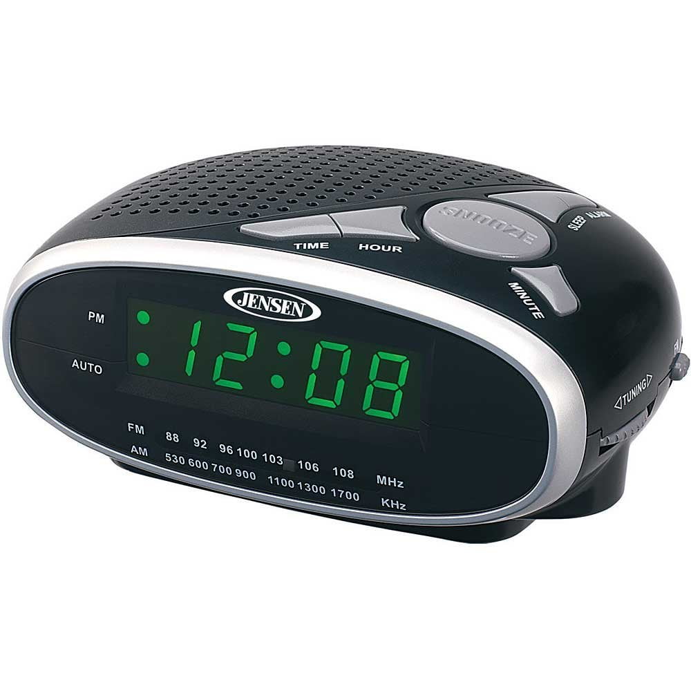 Jensen Compact AM/FM Alarm Clock Radio with Auxiliary Input & Large