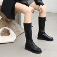 thumbnail image 1 of XIMIN Kid Girls Chunky Platform Knee High Boots Zip up Lace up Combat Boots Pop Leather School Riding Boots Night Out Fashion Punk Goth Booties, 1 of 6