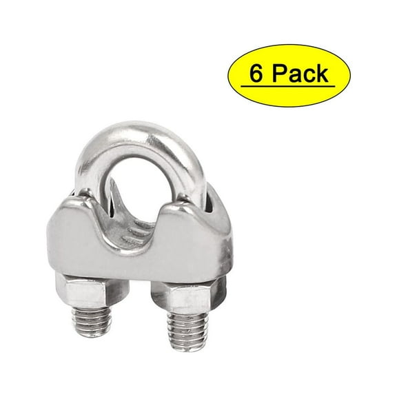 M5 1/4 Inch 304 Stainless Steel U-Shape Bolt Clamps Cable Wire Rope Clips 6PCS
