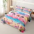 thumbnail image 3 of Manfei Pink Flamingos Twin Quilt Set,Lovely Flower Twin Coverlet Set,2 Pieces, 3 of 7