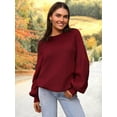 thumbnail image 3 of PRETTYGARDEN Womens Sweaters Fall Lantern Long Sleeve Oversized Sweater Casual Crewneck Chunky Knit Ribbed Pullover Tops, 3 of 9
