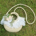 thumbnail image 4 of Victorian Lace Designs Straw Bonnet Hat For Women With Ruffled Trim and Rose Flower For Cocktail Party And Cosplay Event, 4 of 8
