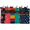 thumbnail image 3 of 6 Pairs Pack Women Multi Neon Color Fancy Design Thigh High Over the Knee Socks Stockings, 3 of 5