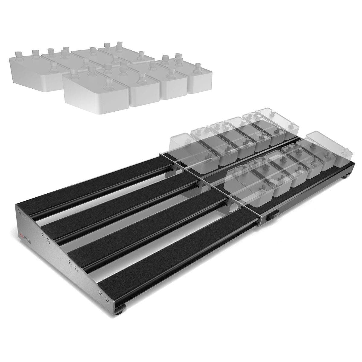 D'Addario PW-XPNDPB-02 XPND Pedalboard Telescopically Expanding 4-Rail System Large Black