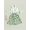thumbnail image 4 of Loicainy Kids Toddler Girls Summer Outfit 18 24 Months 2T 3T 4T 5T 6T Solid Color Sleeveless Lace Tank Tops and Elastic Casual Wide Leg Pants Summer Clothes Set, 4 of 9