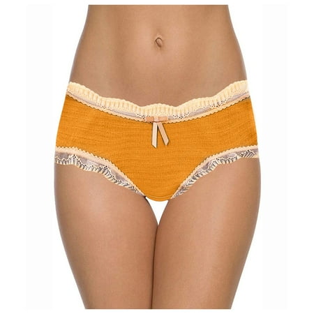

WZHKSN Lady Lace Panties Yellow Breathable Briefs 1-Pack