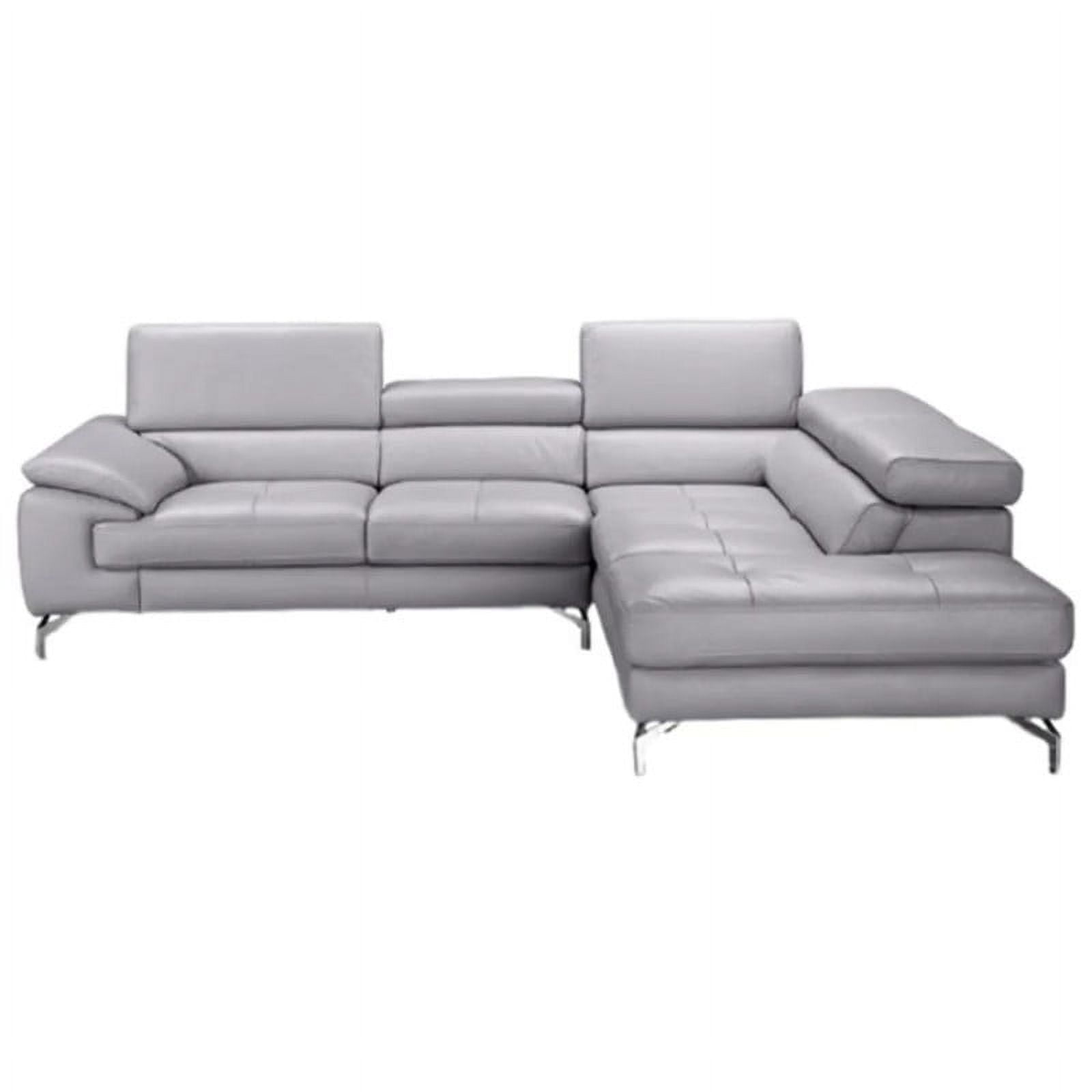 A973 Premium Italian Leather Sectional Sofa, Slate Gray, Left Hand